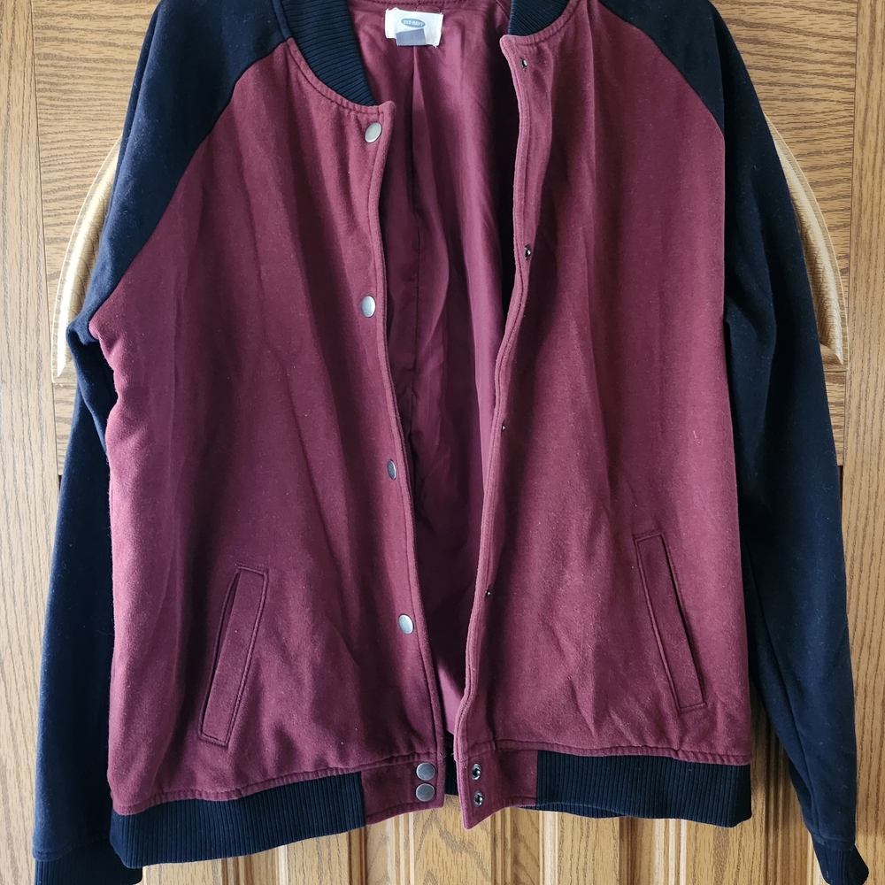 Old Navy Burgundy and Black Varsity Jacket